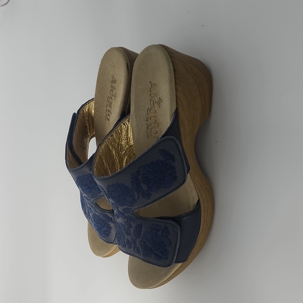 Alegria Linn Embroidered Leather Wedge Sandals 37 - Picture 5 of 10